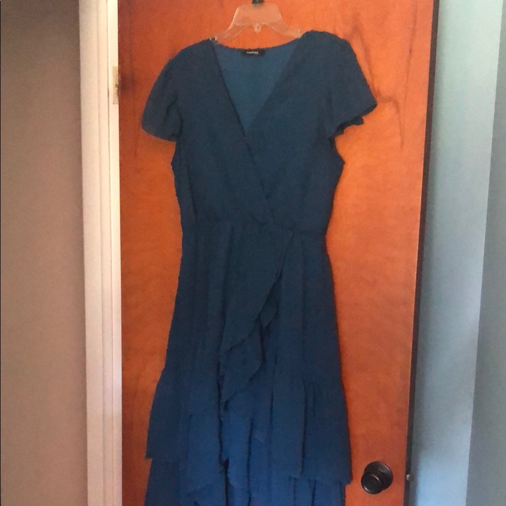 Elegant Blue Ruffle Dress